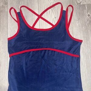 Navy Blue Tank Top with Red Trim